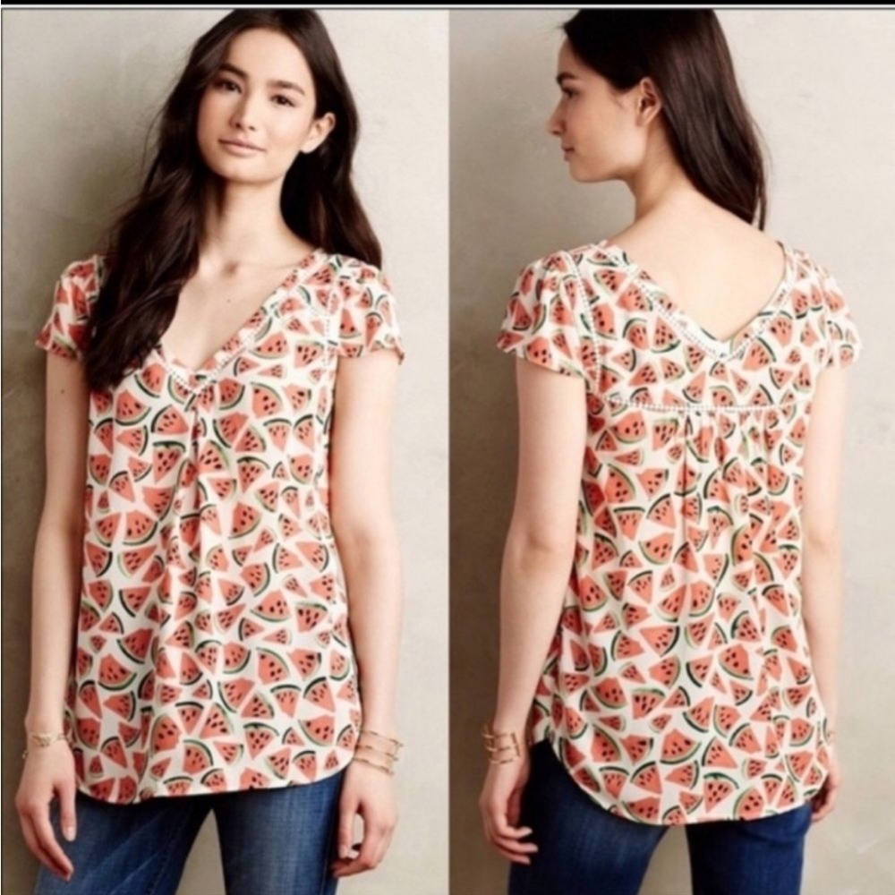 Maeve Watermelon Blouse‎ Size 6 Anthropologie